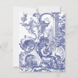 Invitación Elegante Blue French Baroque Toile