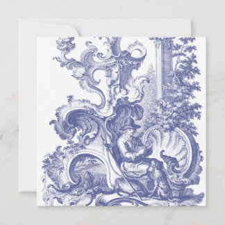 Invitación Elegante Blue French Baroque Toile