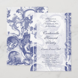 Invitación Elegante Blue French Baroque Toile