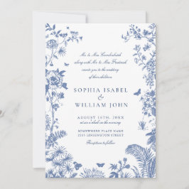 Invitación Elegante Blue French Garden Wedding