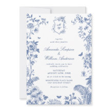 Elegante Blue French Garden Wedding Foto código QR