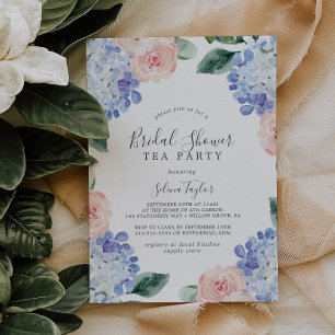 Invitación Elegante Blue Hydrangea Bridal Shower Tea Fiesta
