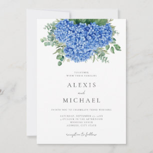 Invitación Elegante Blue Hydrangea Floral