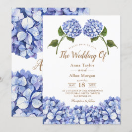 Invitación Elegante Blue Hydrangea Floral