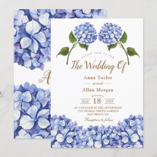 Invitación Elegante Blue Hydrangea Floral