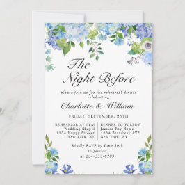 Invitación Elegante Blue Hydrangea Greeneration Rehearsal Cen