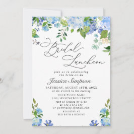 Invitación Elegante Blue Hydrangea Watercolor Bridal Luncheon