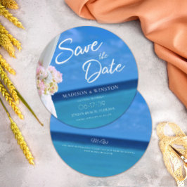 Invitación Elegante Blue Ocean Beach Summer Save the Date Car