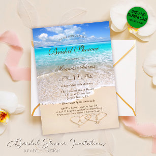 Invitación Elegante Blue Ocean Tropical Beach Bridal Shower