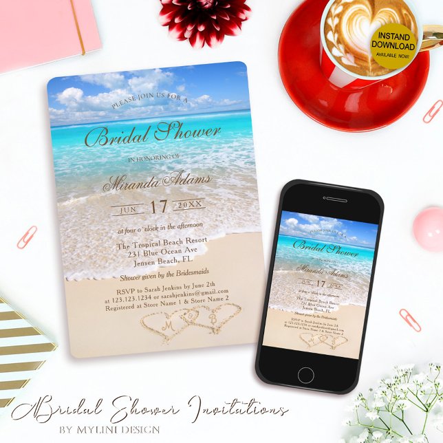 Invitación Elegante Blue Ocean Tropical Beach Bridal Shower (Subido por el creador)
