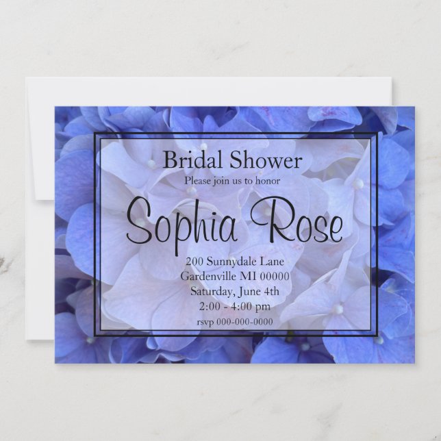 Invitación Elegante Blue periwinkle floral Ducha de novia (Anverso)