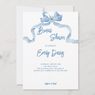 Invitación Elegante Blue Ribbon Bridal Shower