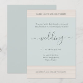 Invitación Elegante Blue Sage Wood Grain Stripes Moda Boda