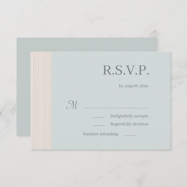 Invitación Elegante Blue Sage Wood Grain Stripes Wedding RSVP (Anverso / Reverso)