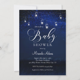 Invitación Elegante Blue Starry Night Mason Jar Baby Shower