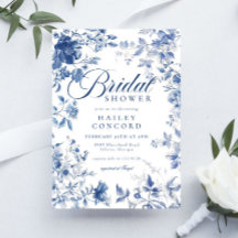 Elegante Blue Toile Chinoiserie Bridal Shower