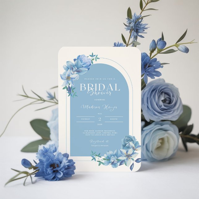 Invitación Elegante Blue Watercolor Floral Bridal Shower (Subido por el creador)