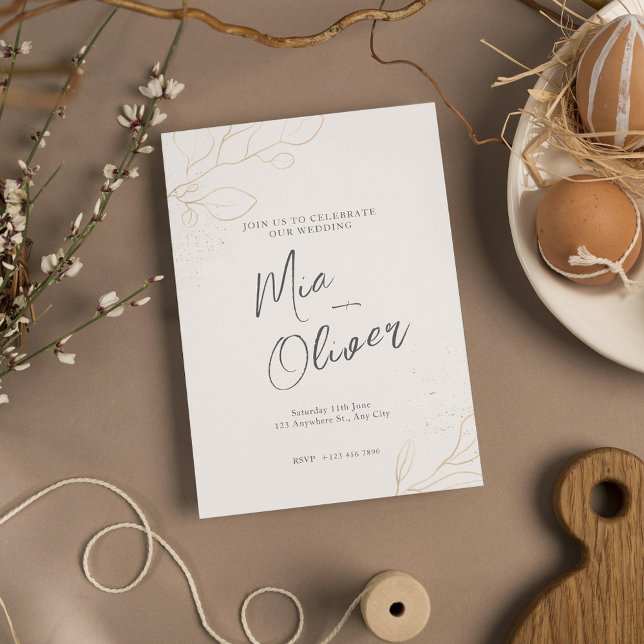 Invitación Elegante Blush Gold Modern Calligraphy Wedding (Elegant Blush Gold Modern Calligraphy Wedding)