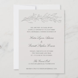 Invitación Elegante boceto de lápiz gris Twig Ensayo de cena