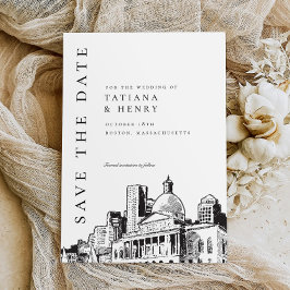 Invitación Elegante boceto moderno de boceto de Boston salva 