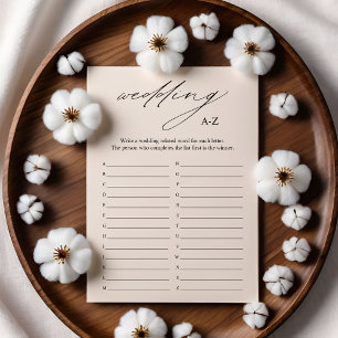Invitación Elegante Boda A-Z Bridal Shower Game Card