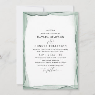 Invitación Elegante Boda Abstracta Verde Salvia Acuarela