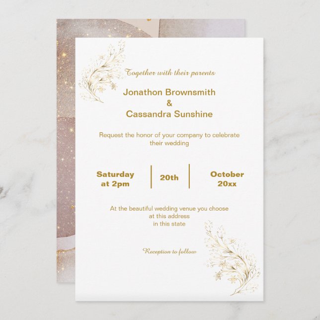 INVITACIÓN ELEGANTE BODA ABSTRACTO DE BURBUJAS (Anverso / Reverso)