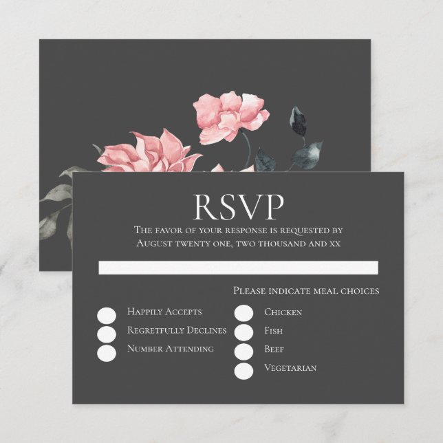 Invitación Elegante Boda acuarela floral (Anverso / Reverso)
