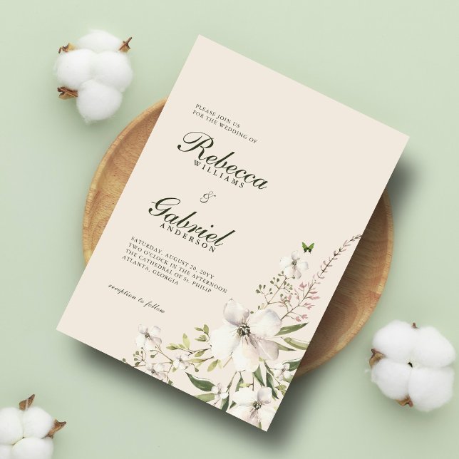 Invitación Elegante Boda acuarela floral (Subido por el creador)
