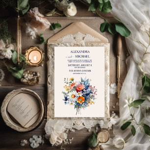 Invitación Elegante Boda acuático Boho Floral