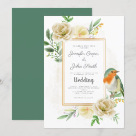 Invitación Elegante Boda acuático de pájaro floral