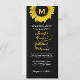Invitación Elegante Boda amarillo y girasol negro