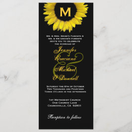 Invitación Elegante Boda amarillo y girasol negro