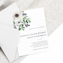 Elegante Boda Anemone & Navy Winter Berries