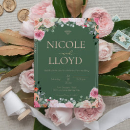 Invitación Elegante Boda Apricot Green Wildflower