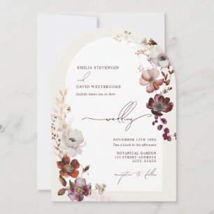 Invitación Elegante Boda arca borgoñona floral