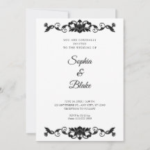Elegante Boda Art Déco Floral en Blanco y Negro