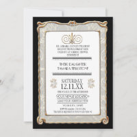 Elegante Boda Art Decó Nouveau Gatsby Gold Lace
