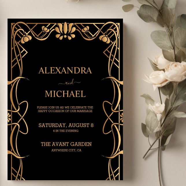Invitación Elegante Boda Art Nouveau (Subido por el creador)