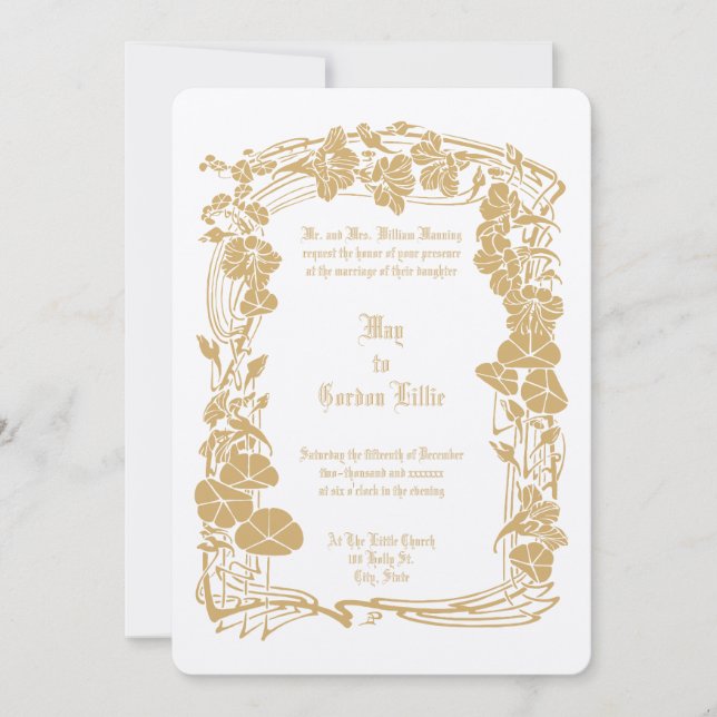 Invitación Elegante Boda Art Nouveau Floral Border (Anverso)