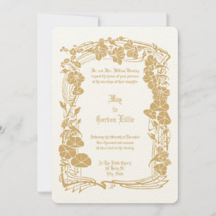 Invitación Elegante Boda Art Nouveau Floral Border