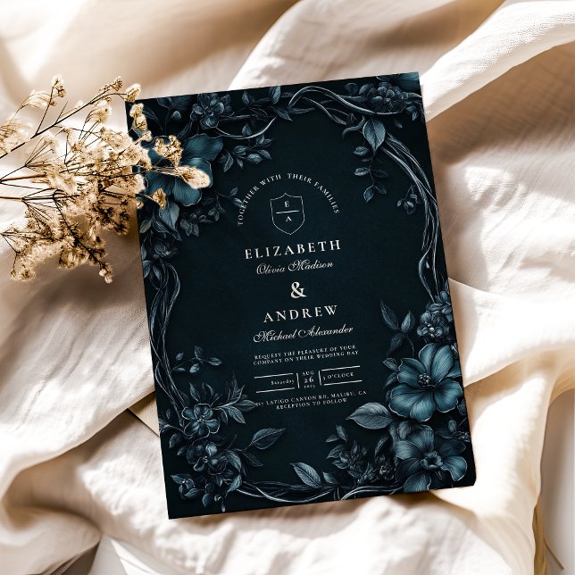 Invitación Elegante Boda Art Nouveau Floral Halloween (Subido por el creador)