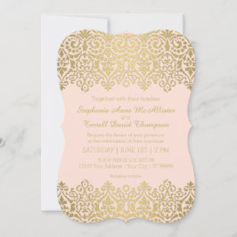 Invitación Elegante Boda Art Nouveau Gold Lace