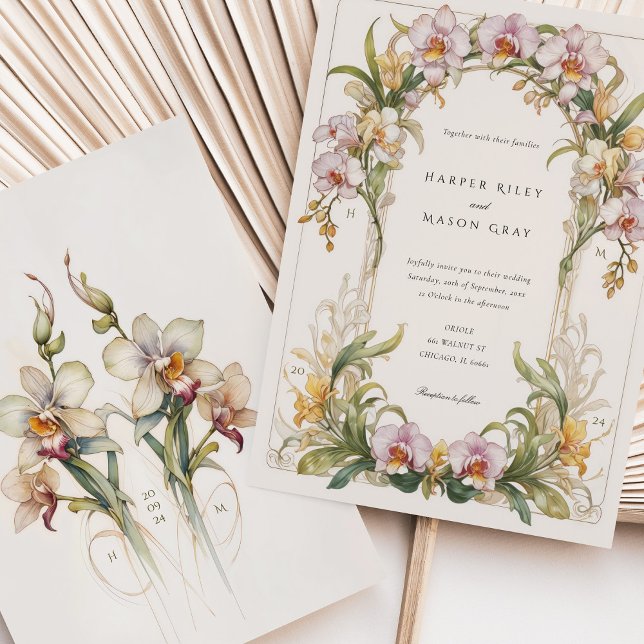 Invitación Elegante Boda Art Nouveau orquídea (Subido por el creador)