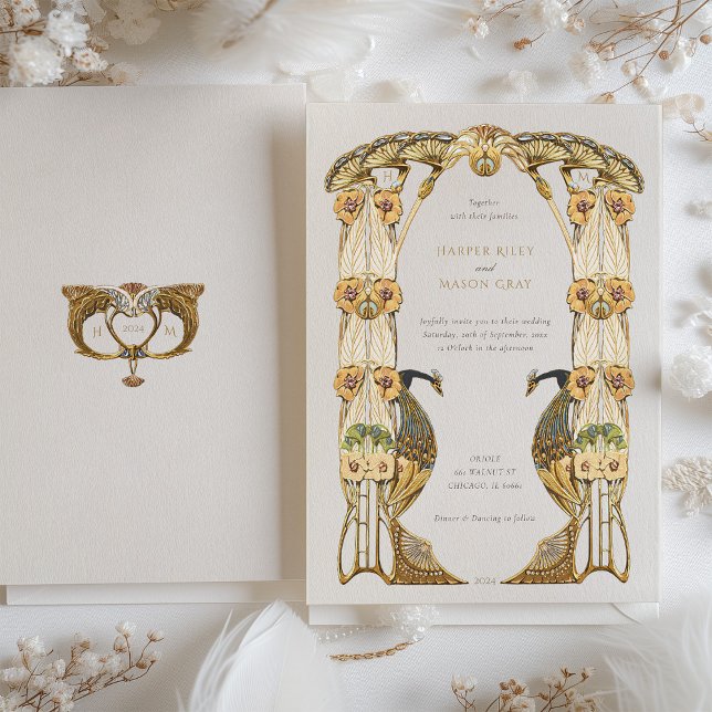 Invitación Elegante Boda Art Nouveau Peacock (Subido por el creador)