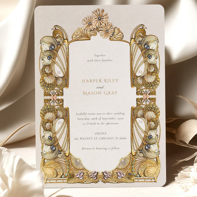Invitación Elegante Boda Art Nouveau Peacock (Subido por el creador)