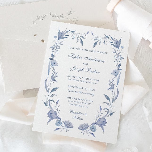 Invitación Elegante Boda asador chino azul (Subido por el creador)