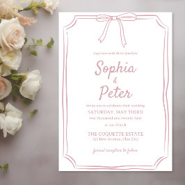 Invitación Elegante Boda atontado de Rosa a mano