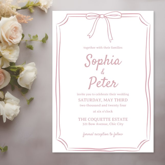 Invitación Elegante Boda atontado de Rosa a mano (Graceful and timeless, this dusty rose wedding invitation brings a touch of elegance to your wedding)