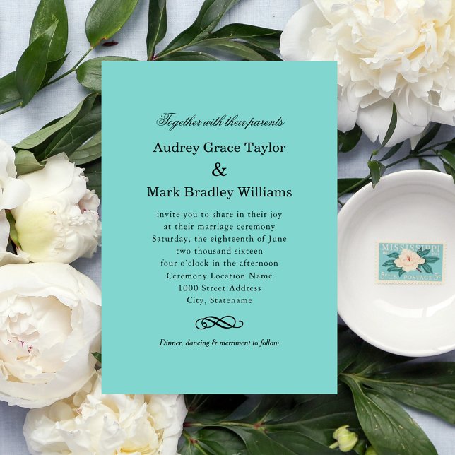 Invitación Elegante Boda azul Aqua (Subido por el creador)